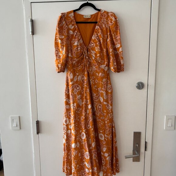 Nicholas Linen Floral Paisley Midi Dress US Size 6 - Picture 3 of 6